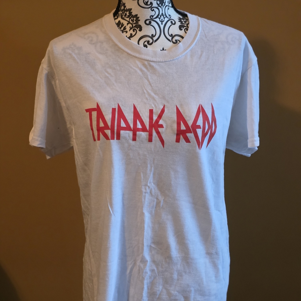 White Graphic Tee with Red Print